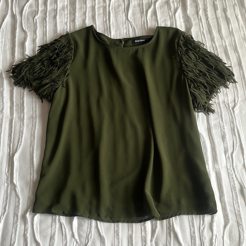 Beau Tissu fringe sleeve shirt